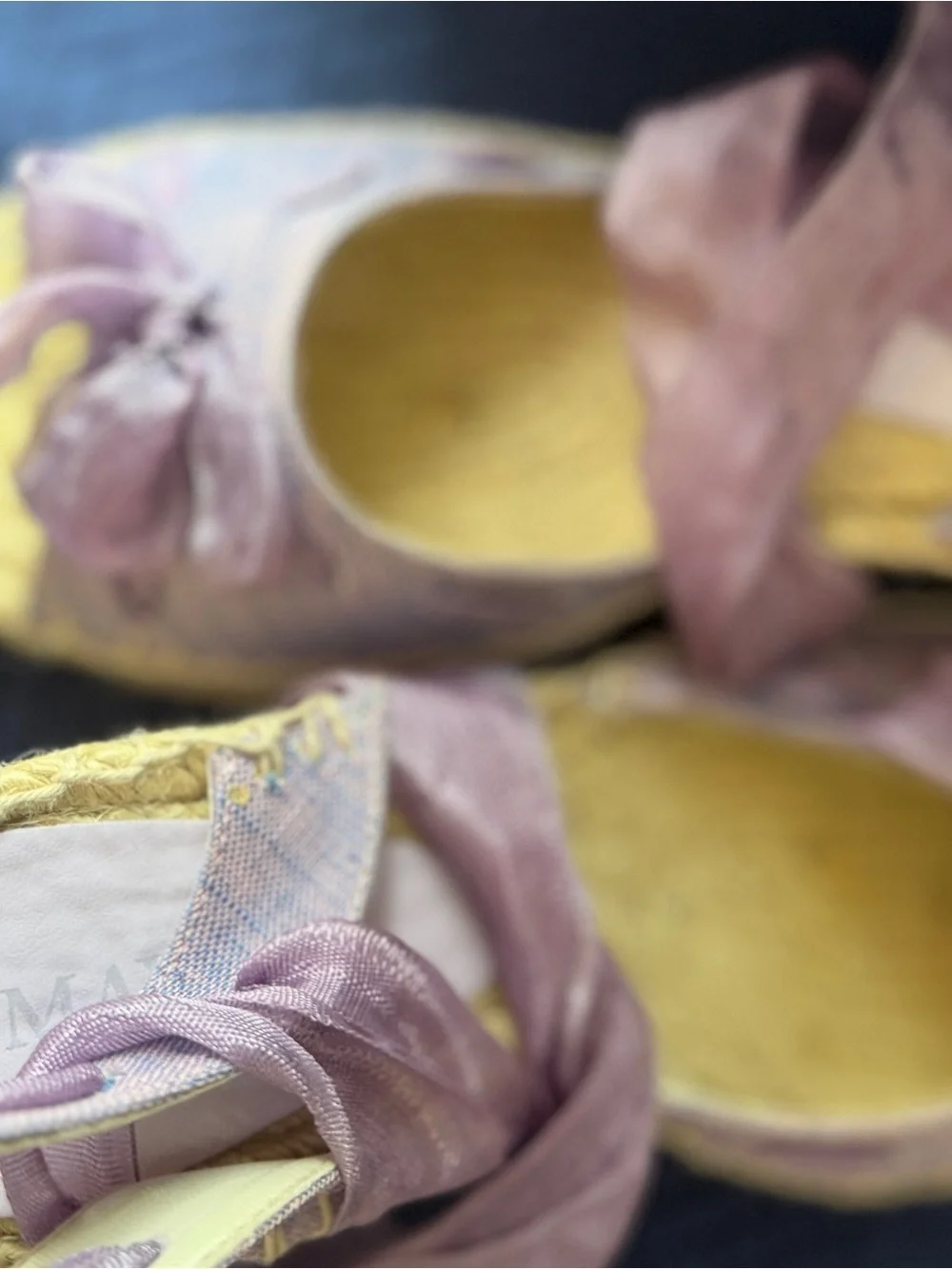 Maypol Lavender Ribbon Espadrille Wedge Sandals Size 8 EU 38 Purple Bow Spain